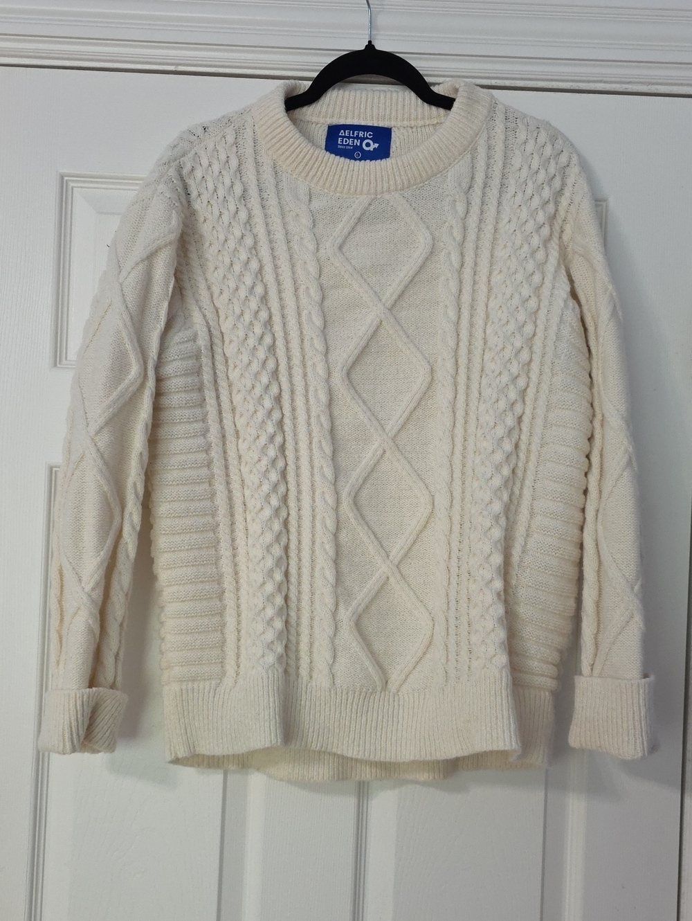 Aelfric Eden Ivory Cable Knit Crewneck Sweater
